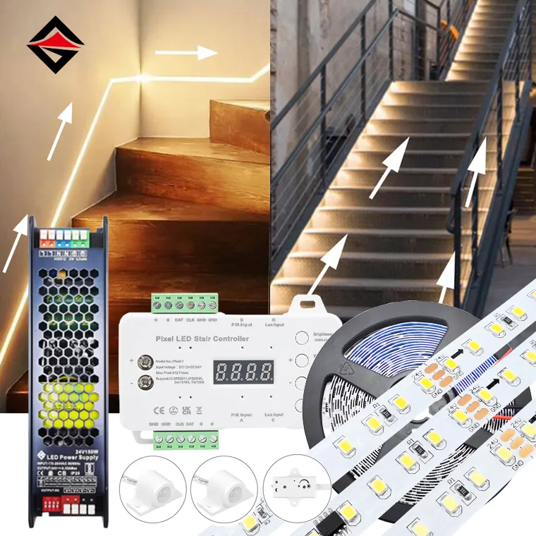Set strip lampu tangga LED yang dapat disesuaikan